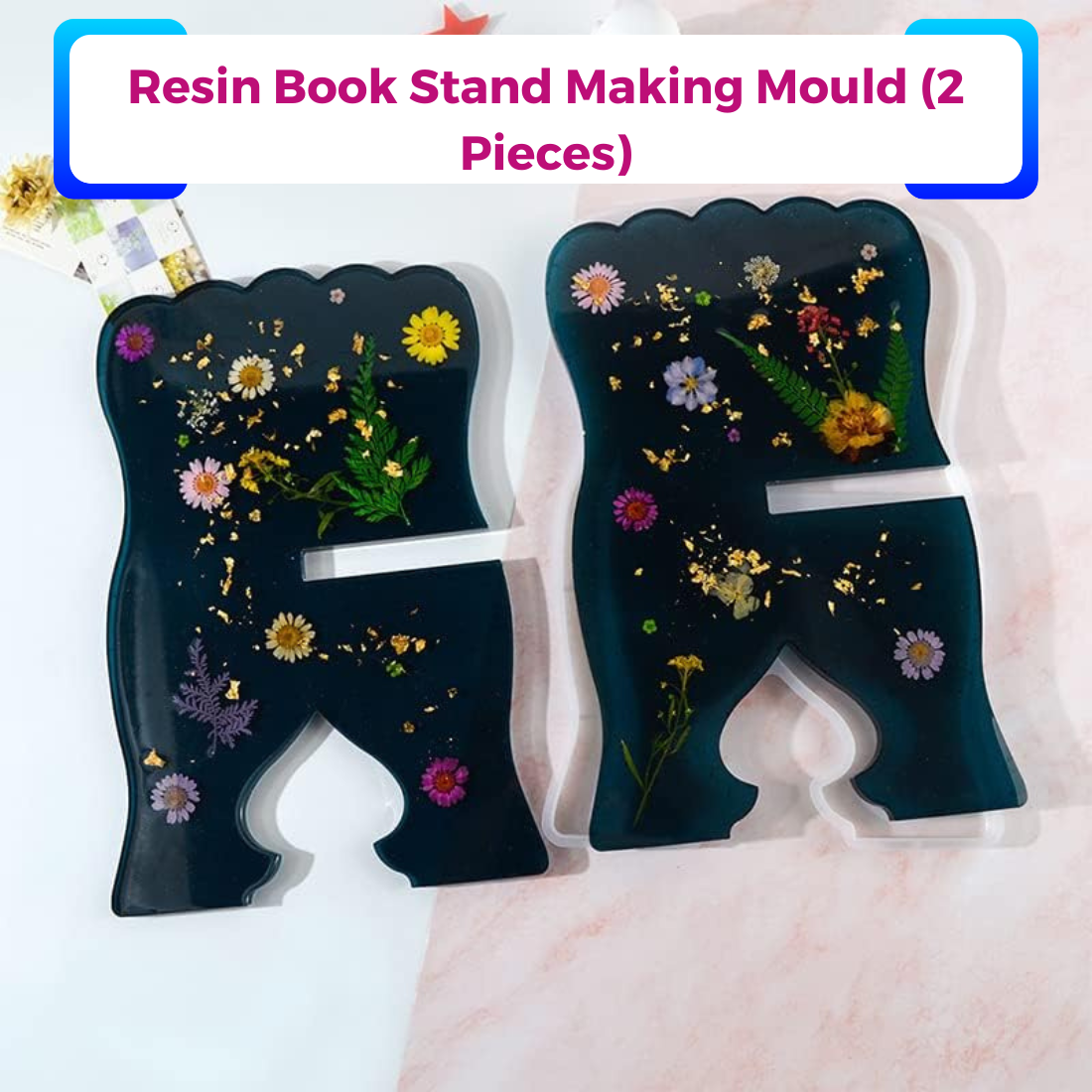 2 Pcs Big Book Stand Resin Art Molds