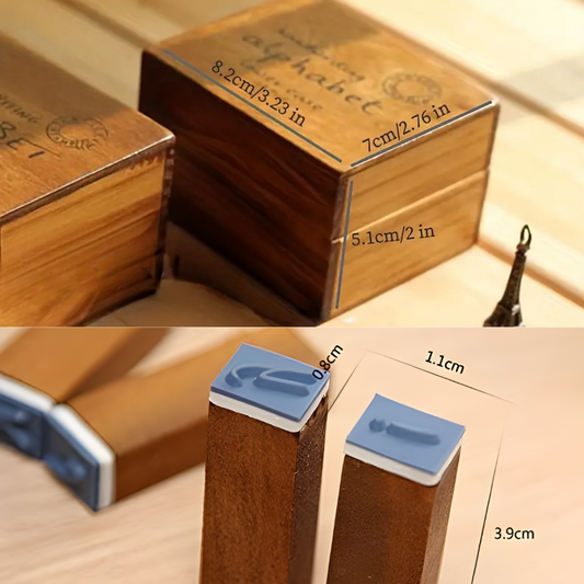 Vintage Alphabet Stamps Wooden Box