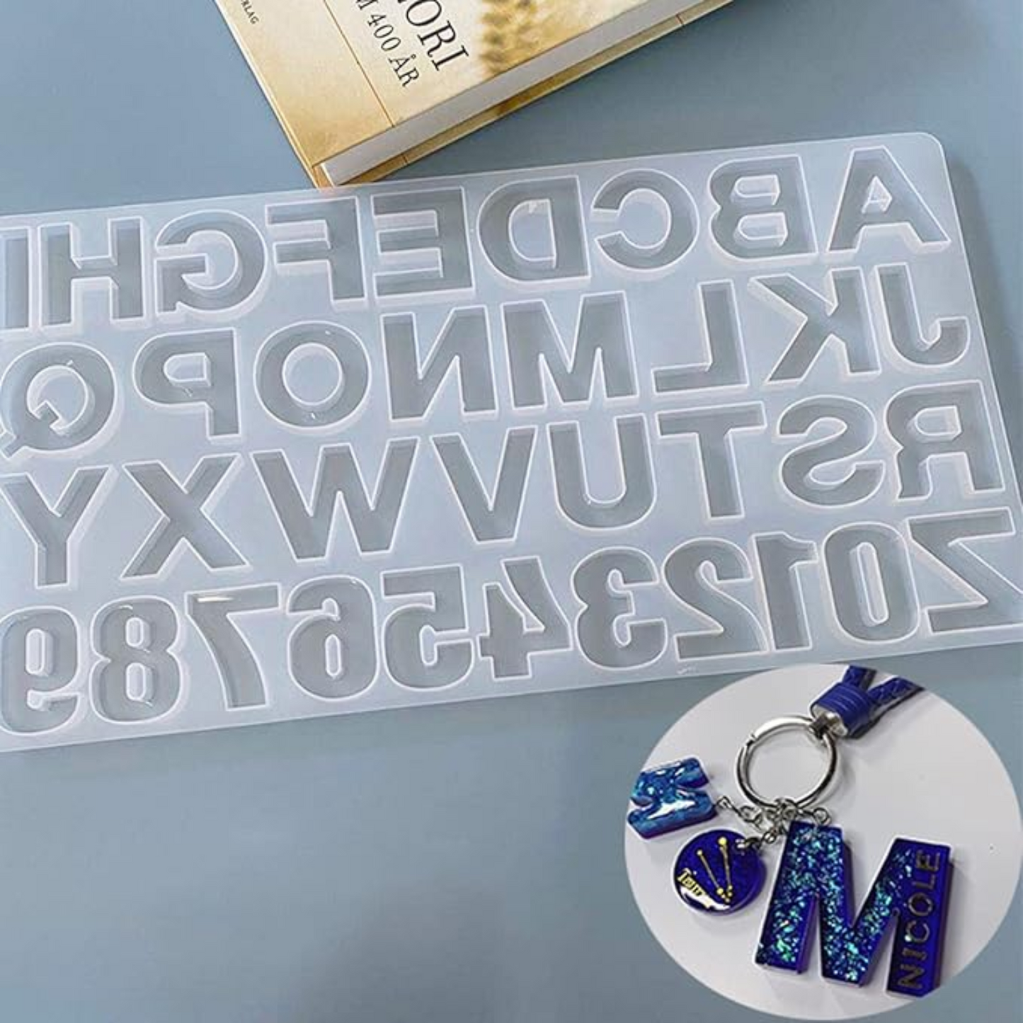ABCD Alphabet Silicone Mould with Hole for DIY Art Resin