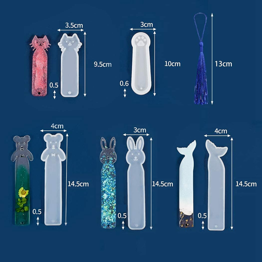 3D Silicone Resin Mould Bookmark 7 pc SMBS00