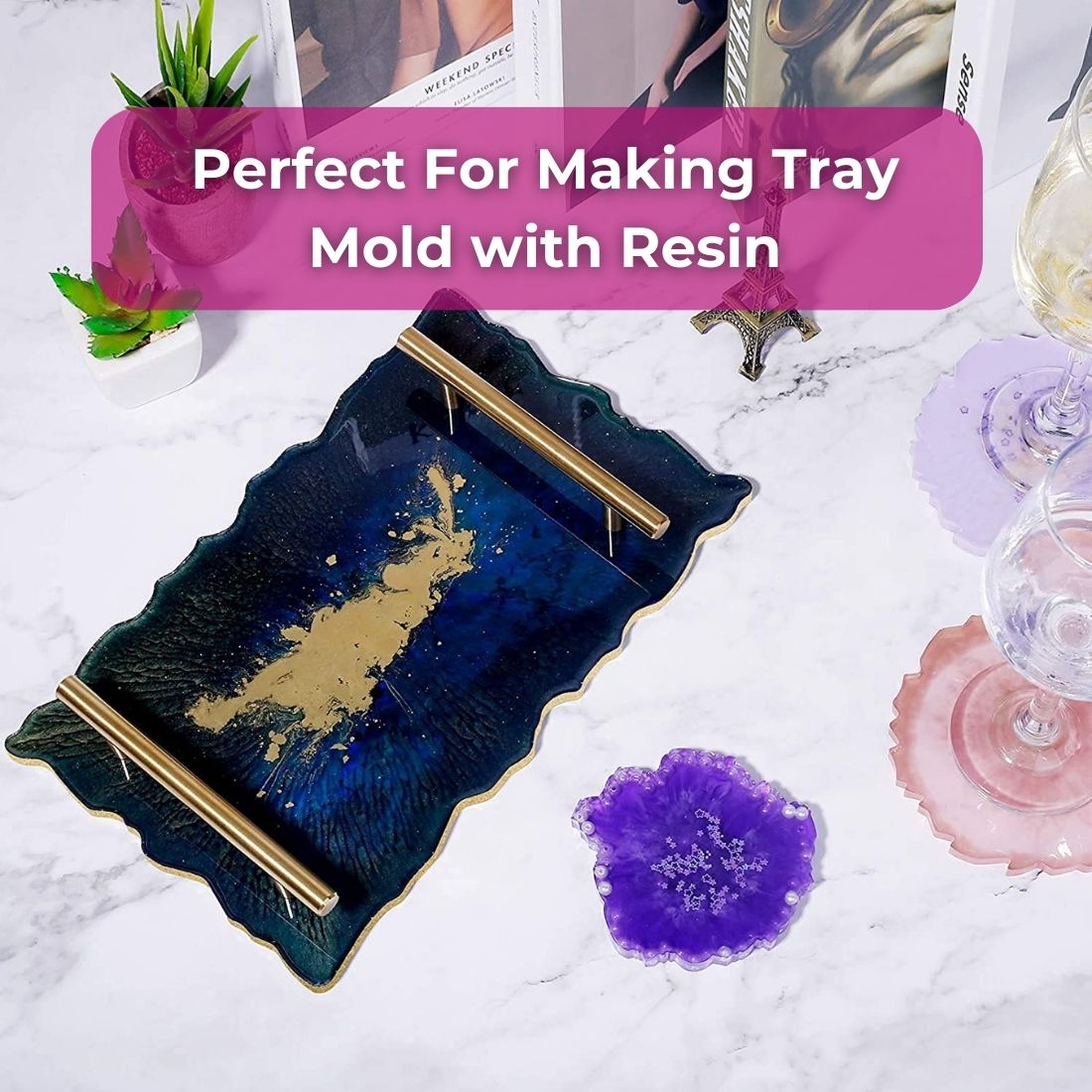 Yohome Resin Silicone Molds, Tray Molds for Epoxy Resin, DIY Resin Serving, Size: One size, As Show
