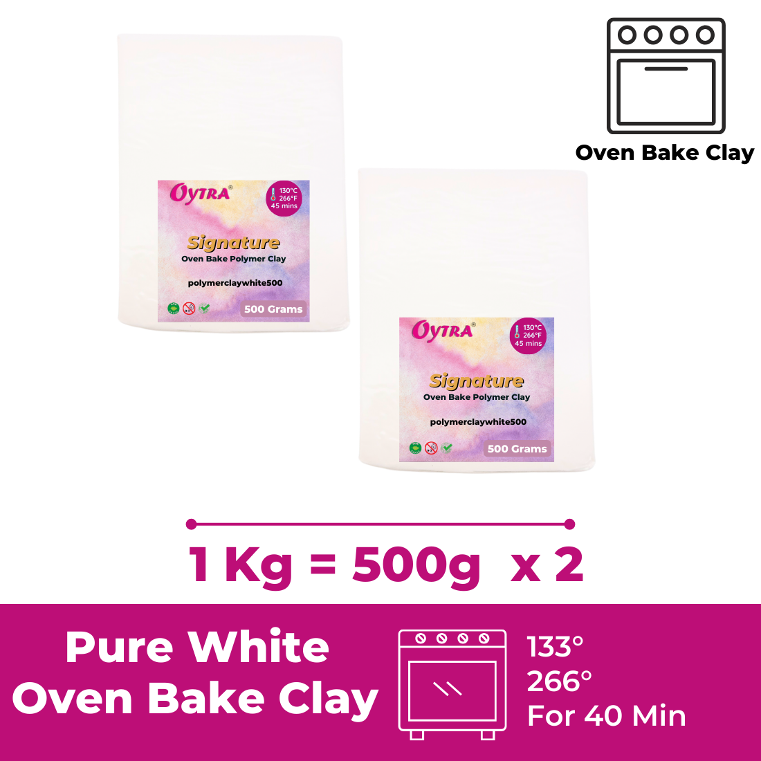 1 Kg Grams Pure White Polymer Oven Bake Clay SIGNATURE Series