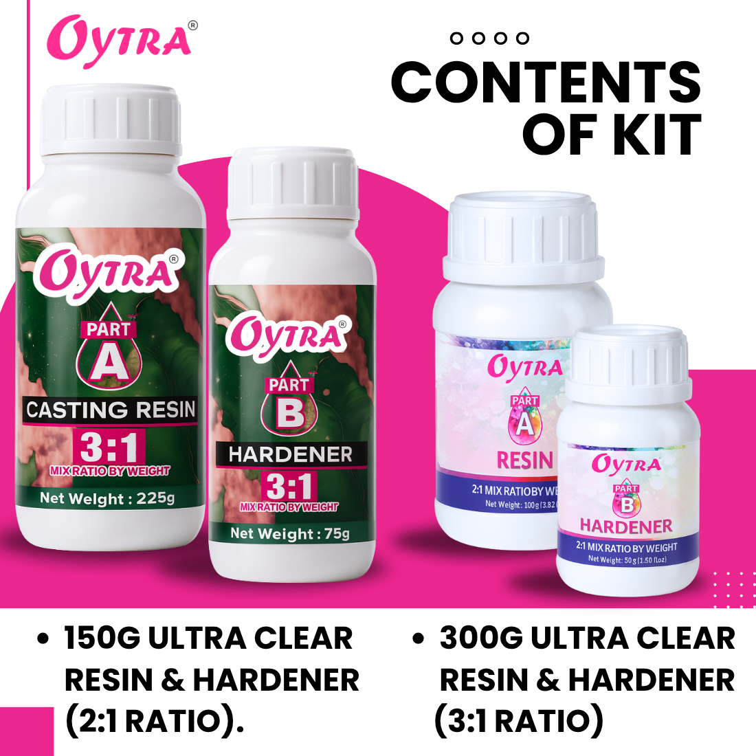 150 Grams 2:1 Epoxy Liquid & 300 Grams 3:1 Casting Resin Sample Pack