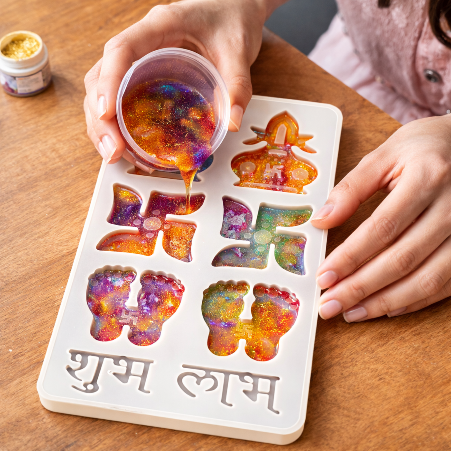 8 Cavity Kalash Sathiya Subh Labh Silicone Mold Crafting