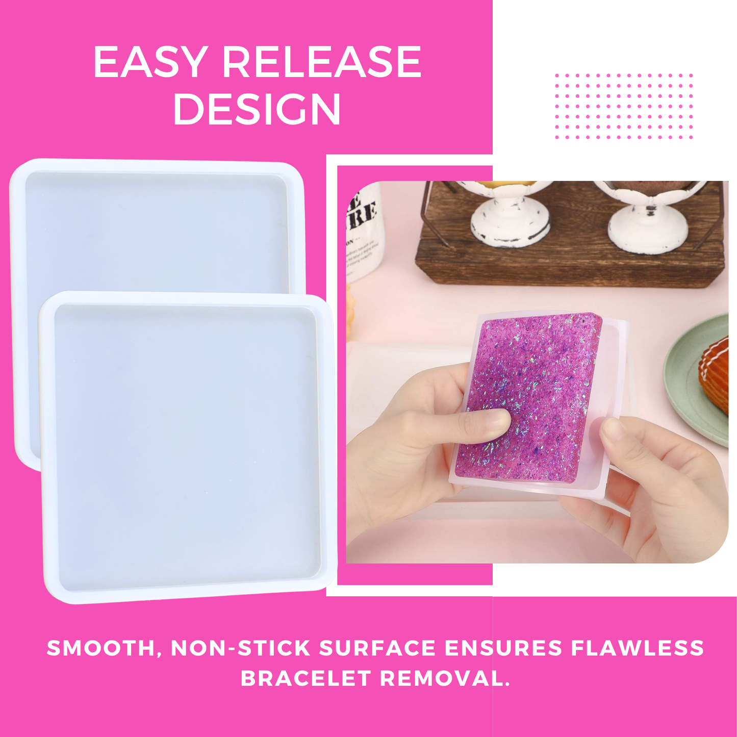 4 Inch Resin Square Coaster Mould Set of 4