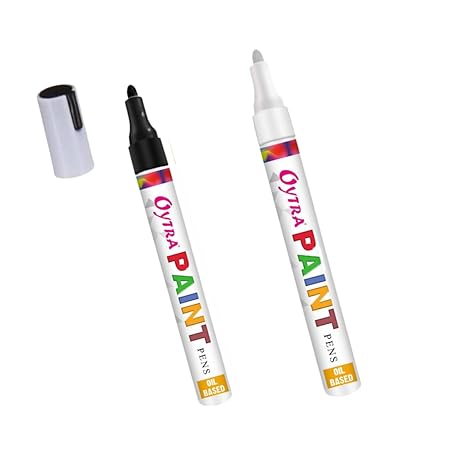 Oytra Paint Marker Pens Permanent Waterproof Oil Based Individual pens Works and All Surfaces, Wood, Fabric, Steel, Glass (Black, White)