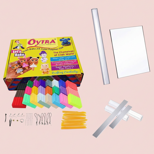 Oytra Polymer Clay 24 Color with Tissue Blade Rolling Plate and Pin