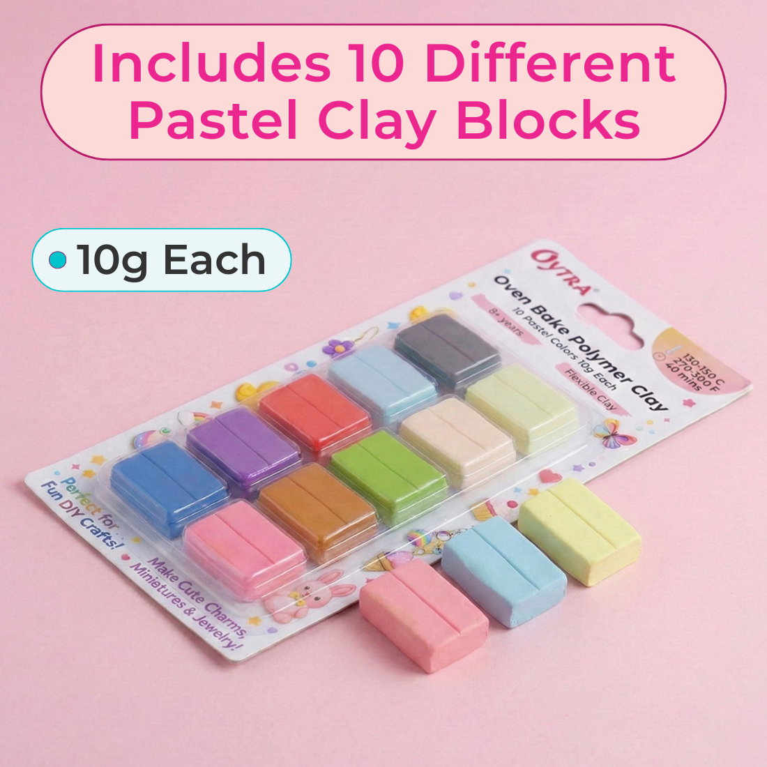 10 Color Polymer Oven Bake Clay Pastel Colors