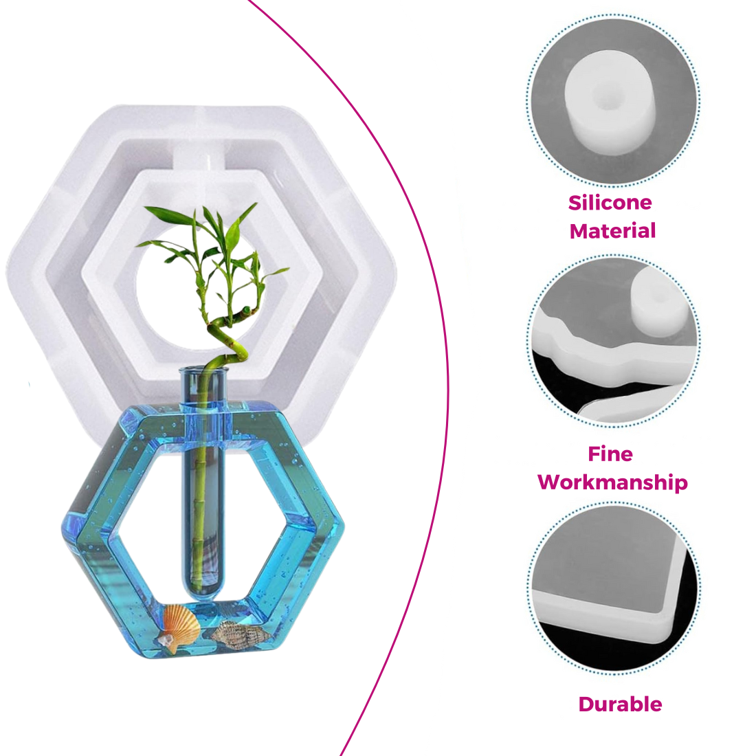 Hexagon Plant Resin Art Mould Tube
