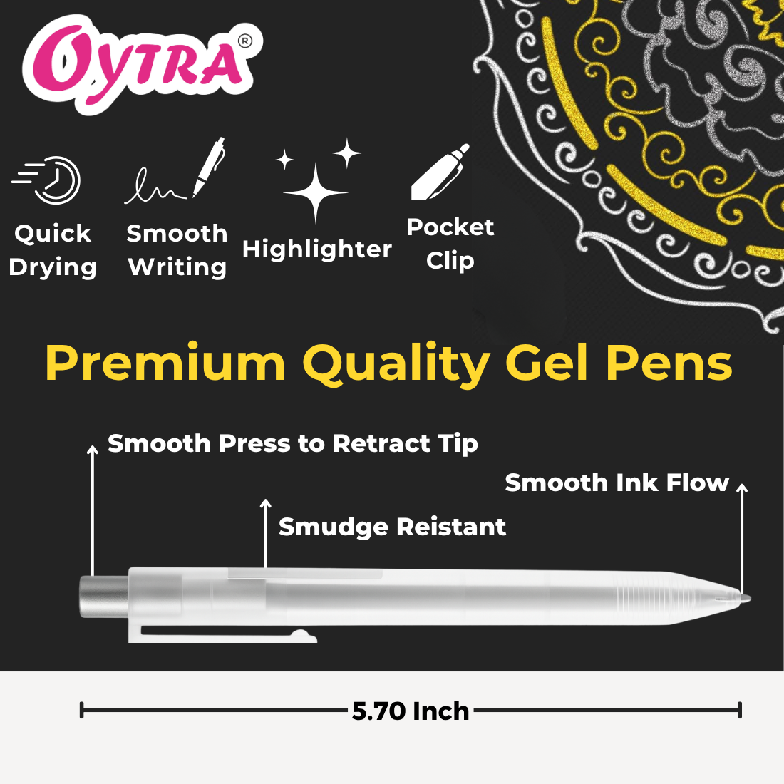 Gel Pens 0.8mm Fine Tip Set of 3 - Silver