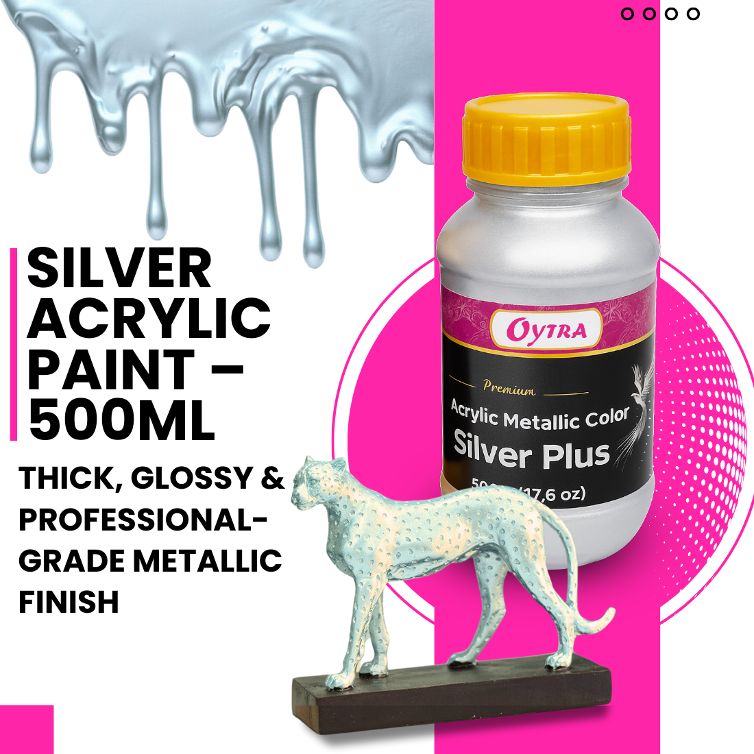 500 ml Silver Metallic Acrylic Color Paint