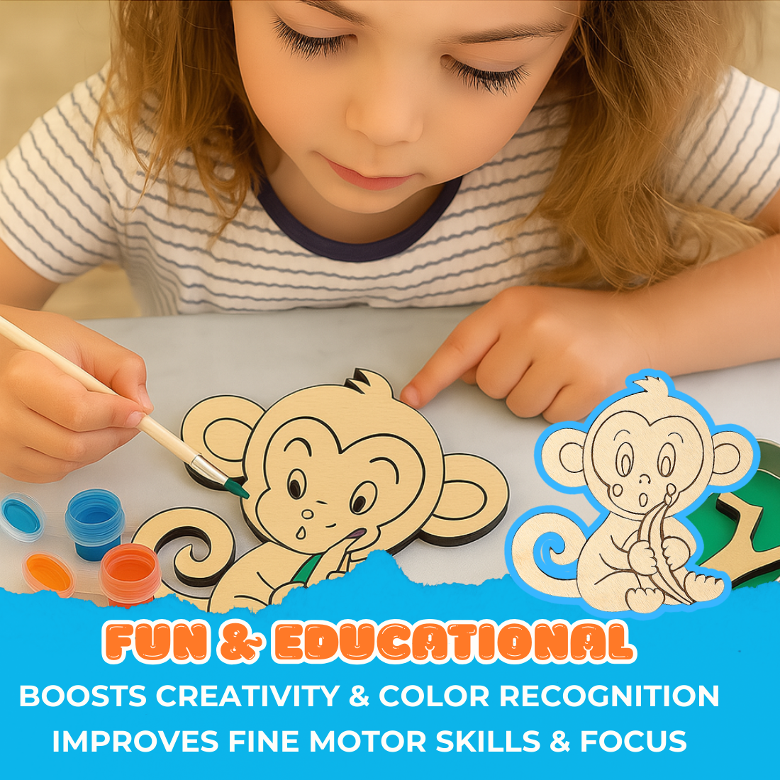 DIY MDF Monkey Painting Kit for Kids