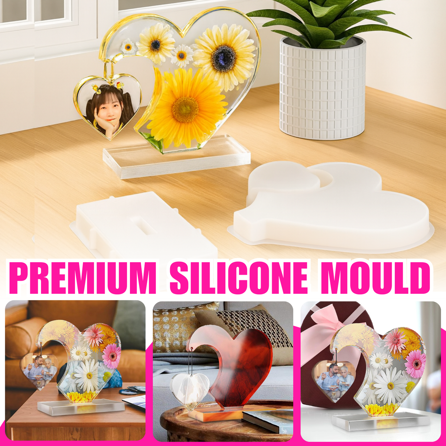 Hanging Heart Photo Frame Resin Mould