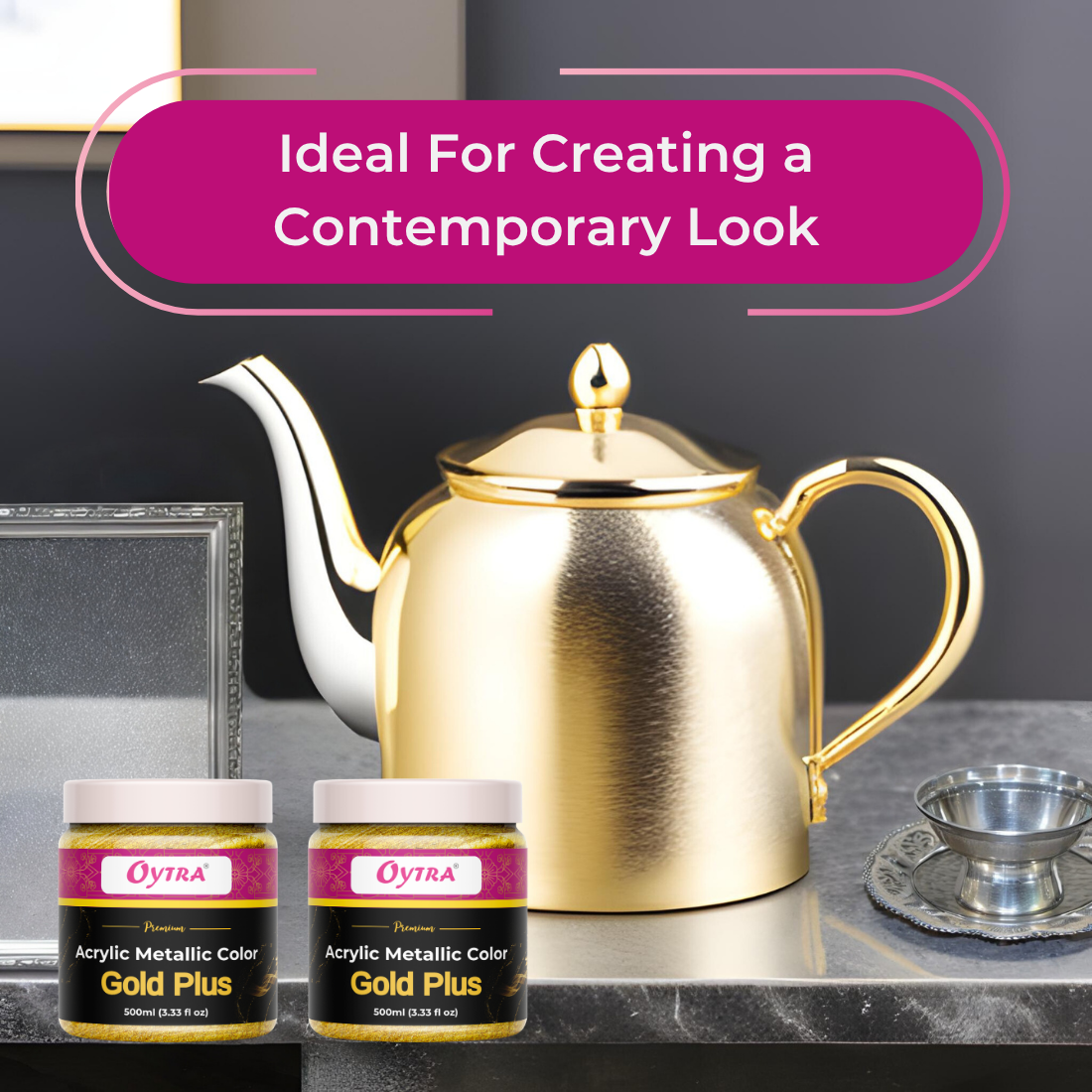 Acrylic Paint Metallic Gold Color 1 Litre