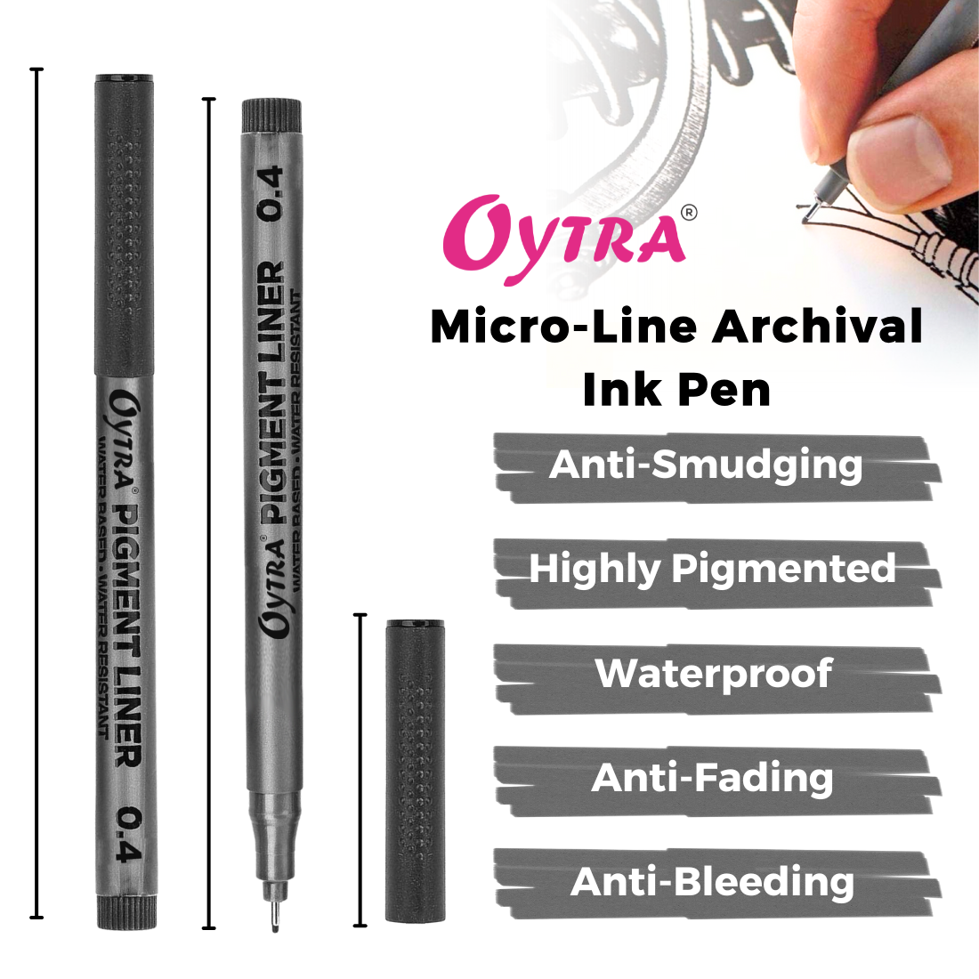 Black Fineliners Pen Set of 6 Pcs