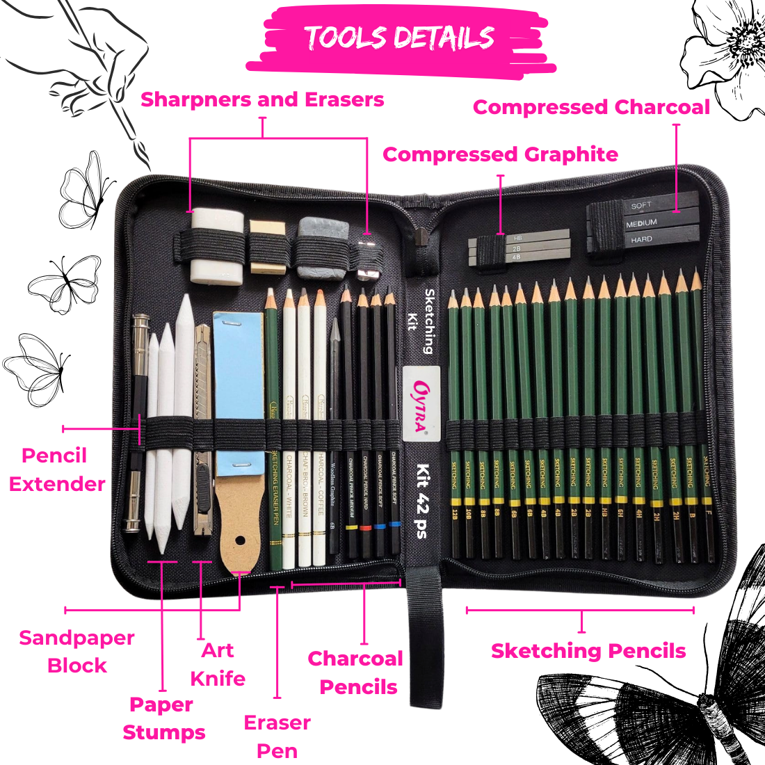42 Pcs Professional Sketching Set