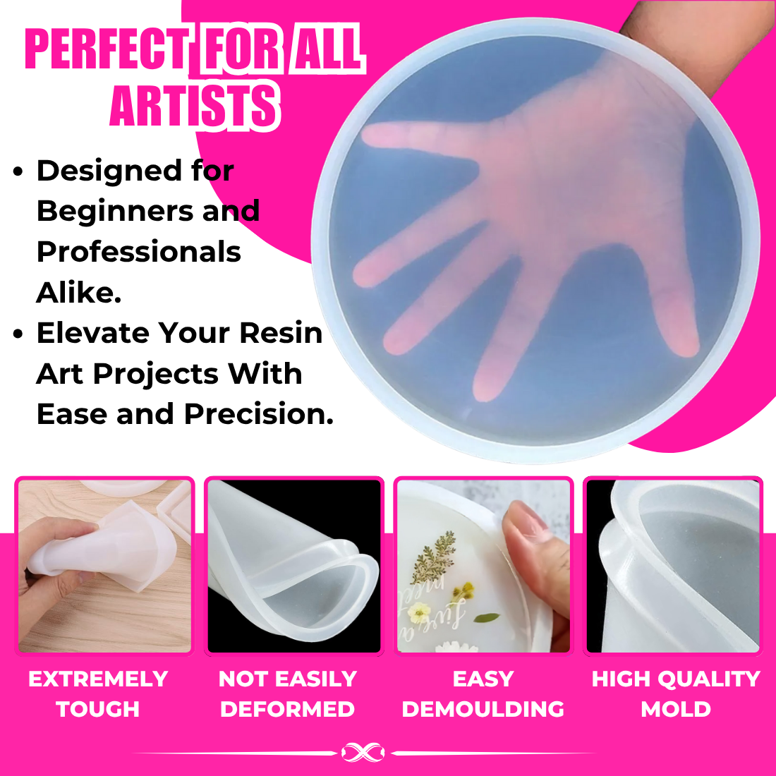 Resin Art Mould Round Coaster 8 Inch - Set of 2