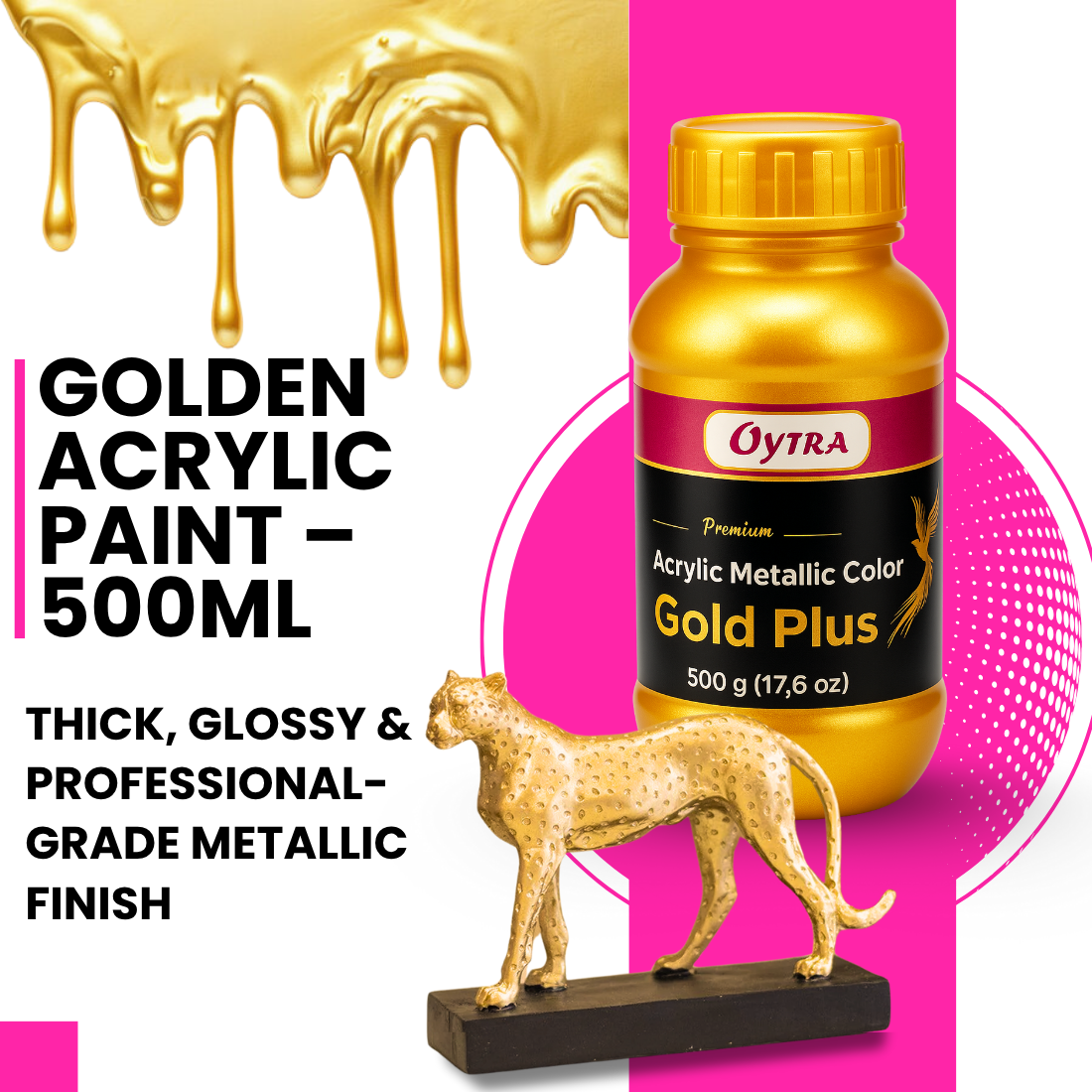 500 Grams Metallic Acrylic Paint (Gold)