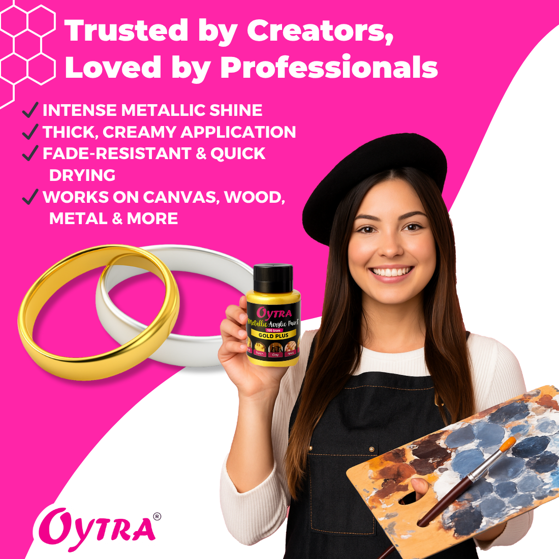 Metallic Acrylic Color Paint Combo (Gold and White)