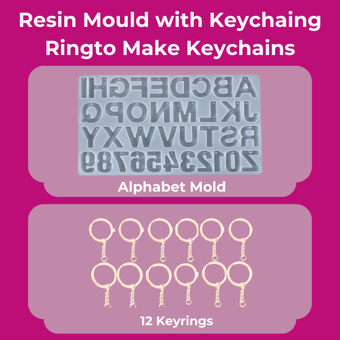 Resin Alphabet & Number Silicone Mould with Keyrings (RESINKIT-08)