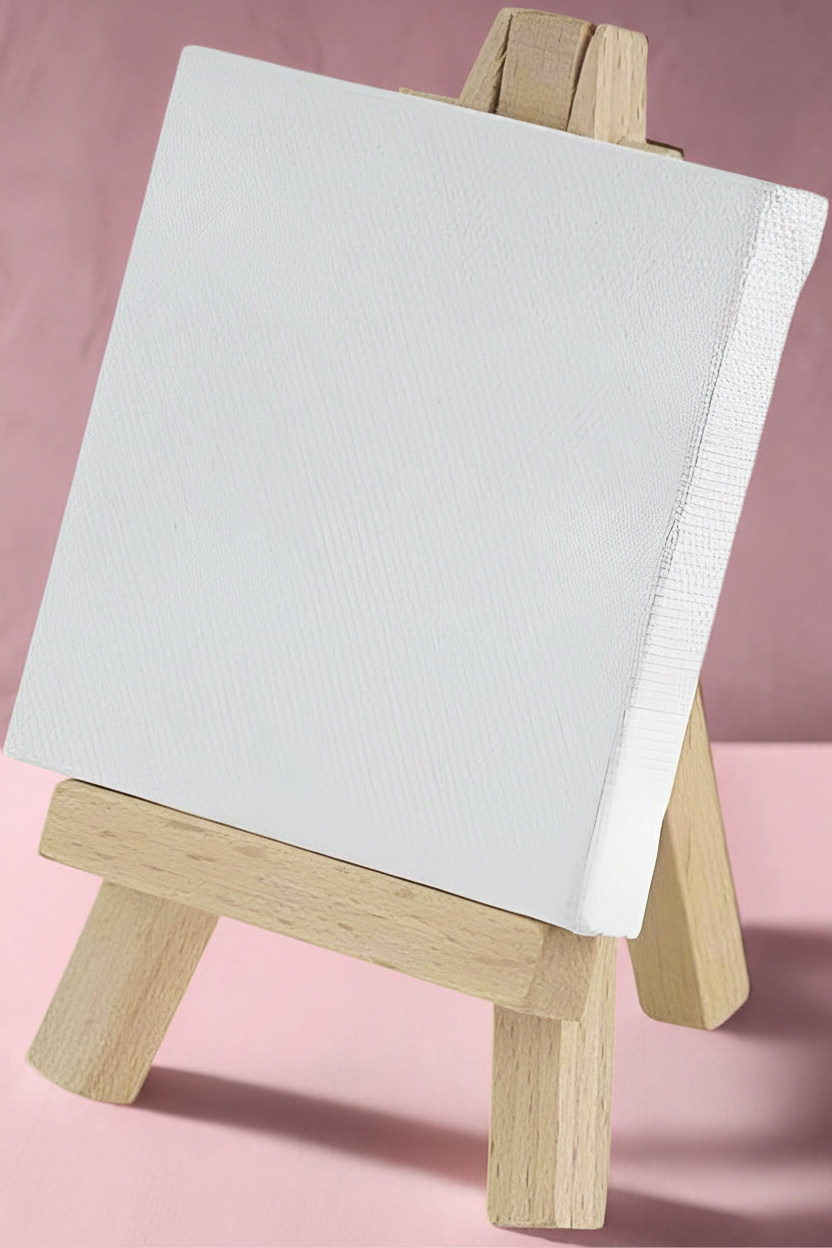 4"x4" Fine Art Stretched Canvas Bundle with Adjustable Easel Stand