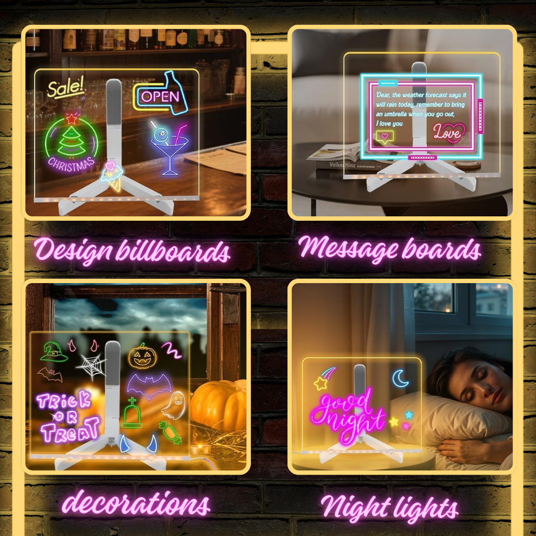 LED Acrylic Writing Pad with 7 Chalk Markers