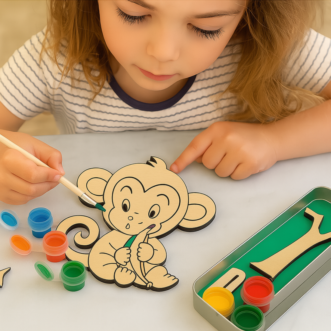 DIY MDF Monkey Painting Kit for Kids