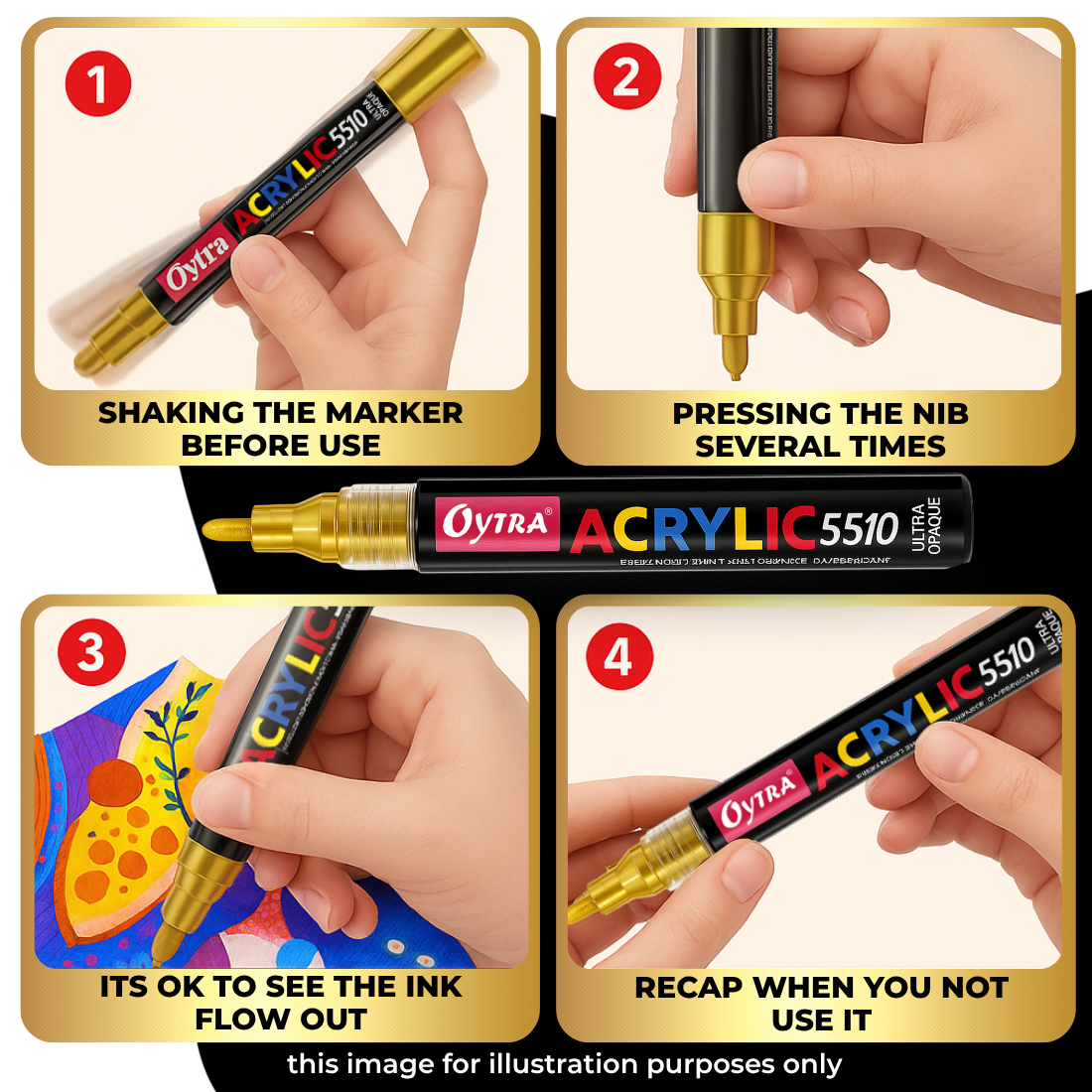 Acrylic Paint Marker Pens 3 Pcs - Gold