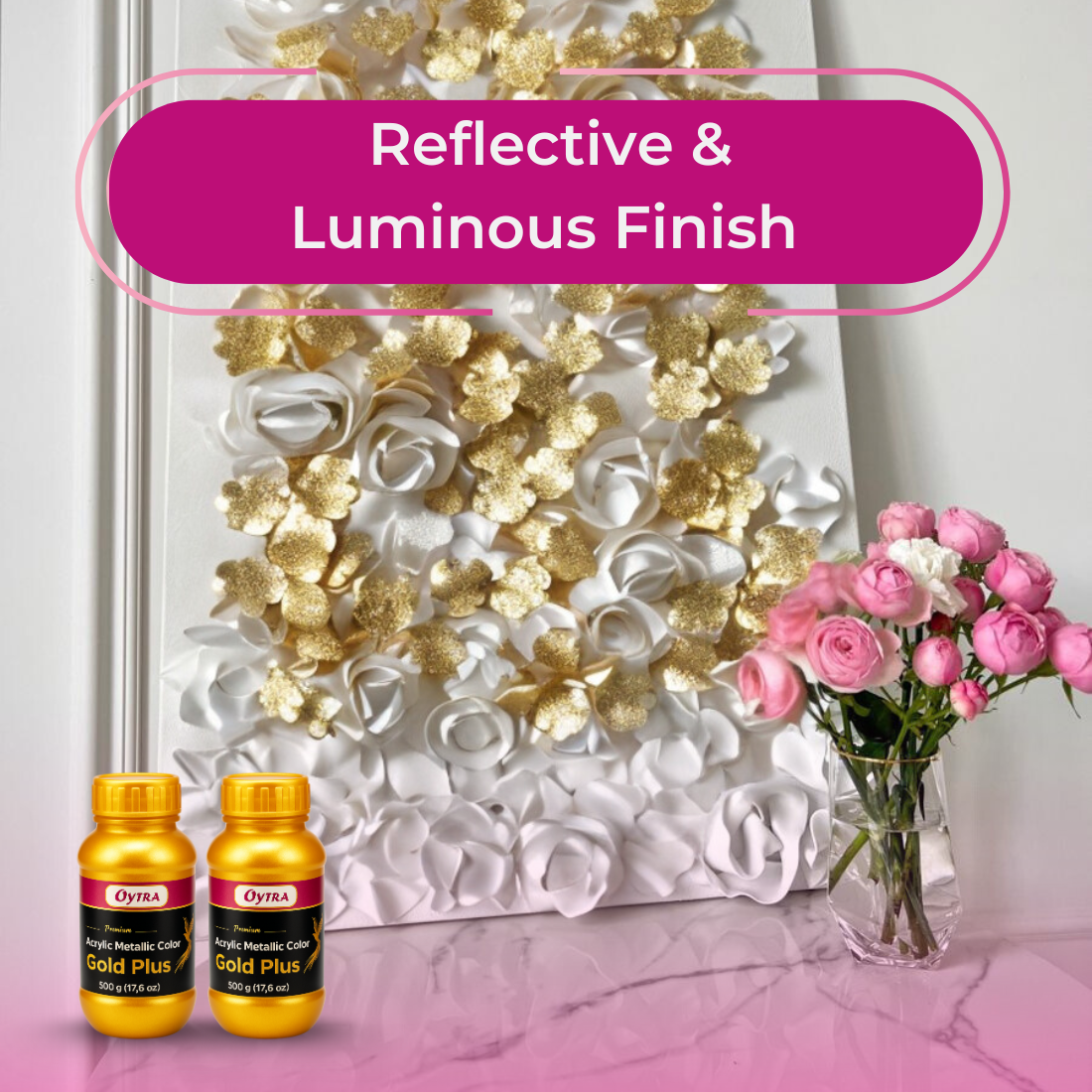 Acrylic Paint Metallic Gold Color 1 Litre