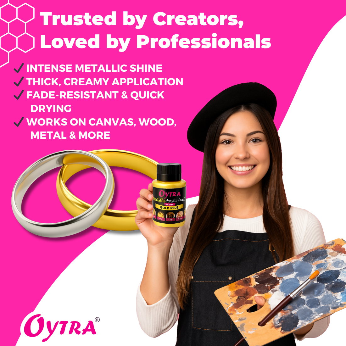 Metallic Acrylic Color Paint Combo (Gold and Silver)