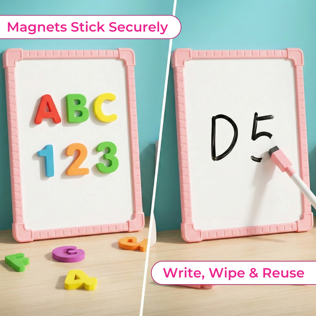 Magnetic Whiteboard Set with Alphabet Letters & Numbers