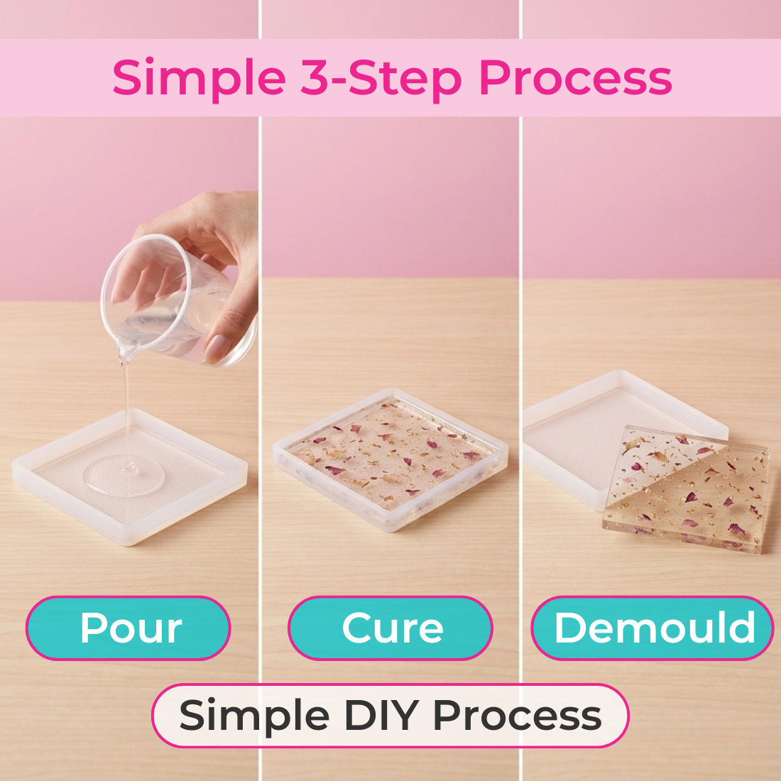 Resin Art Mould 4 Inch Set of 3 for Coaster