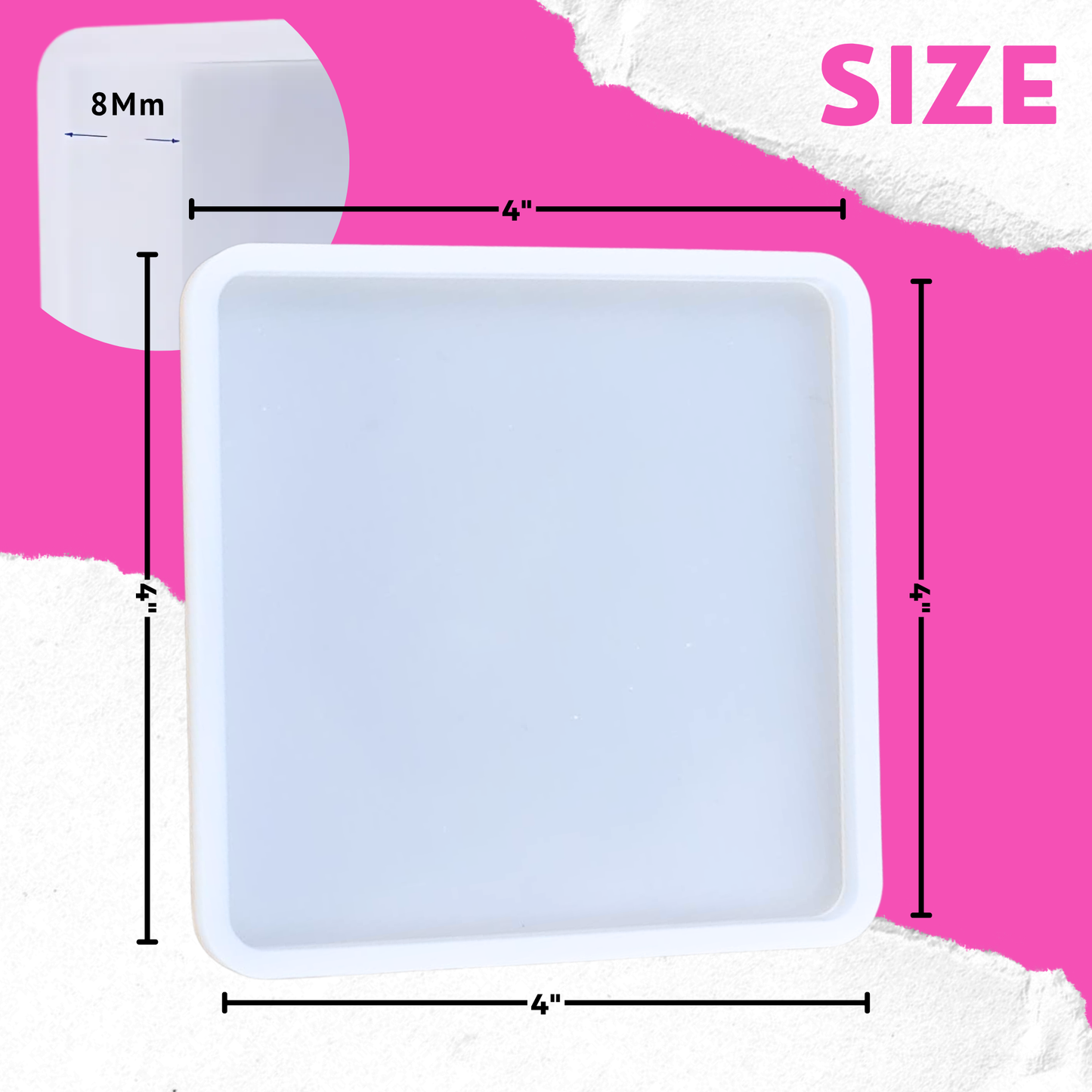 4 Inch Resin Square Coaster Mould Set of 4