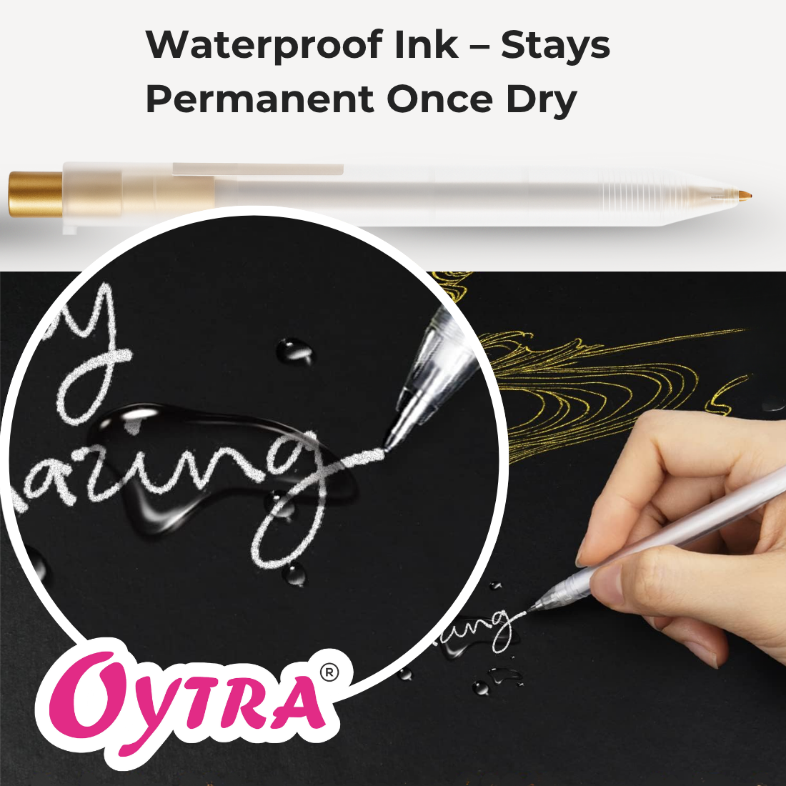 Gel Pens 0.8mm Fine Tip Set of 3 - Gold