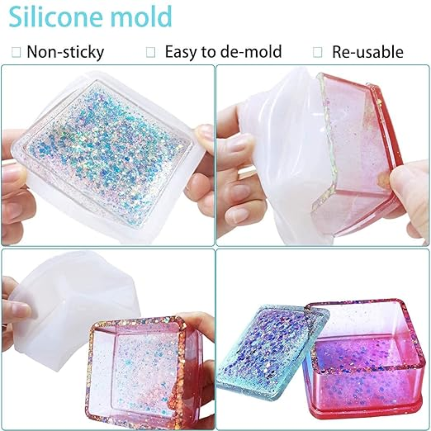 Square Gift Box Silicone Resin Art Mould