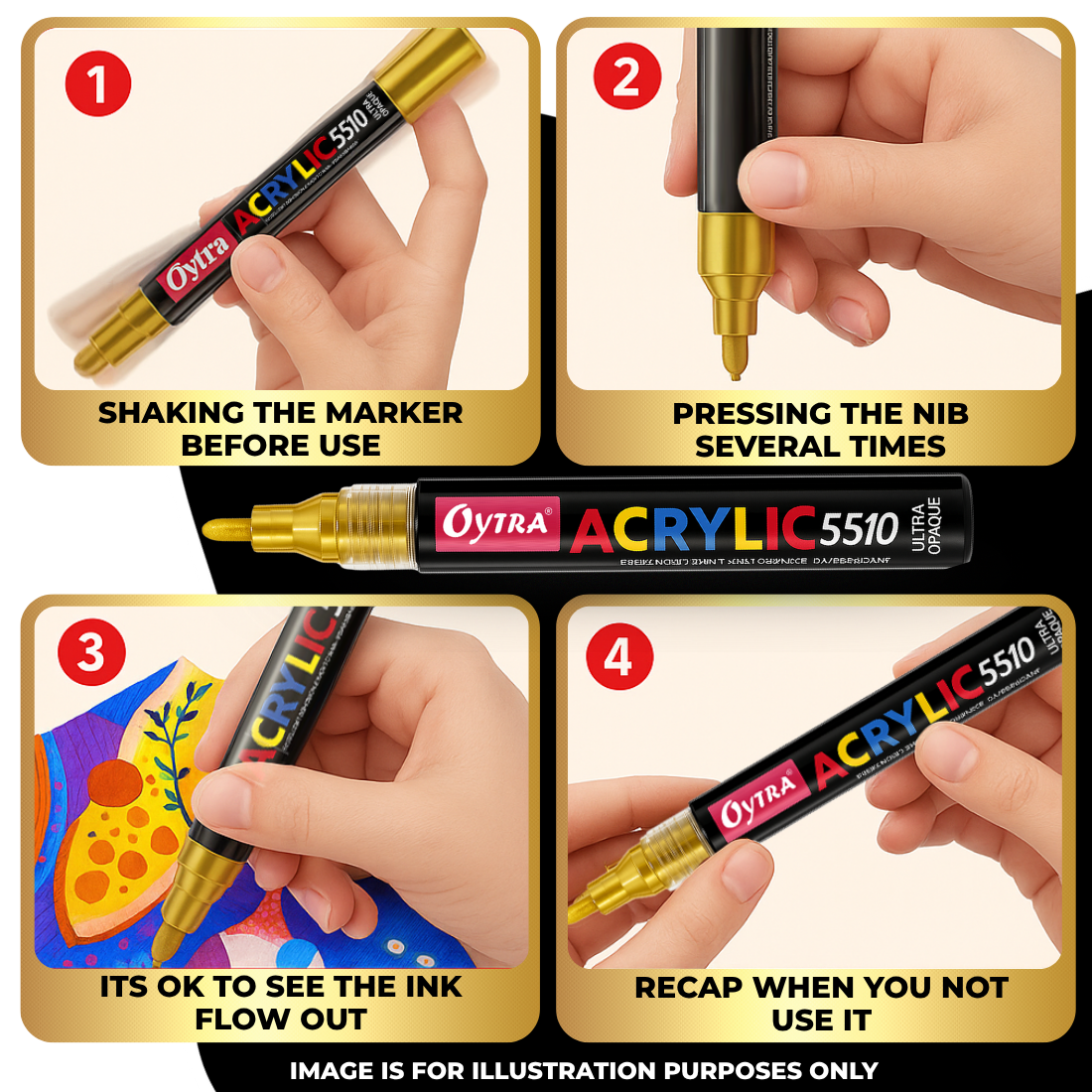 Acrylic Paint Marker Pens 3 Pcs - Black