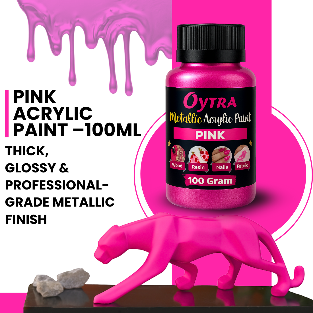 Metallic Acrylic Paint 100 Grams Pink
