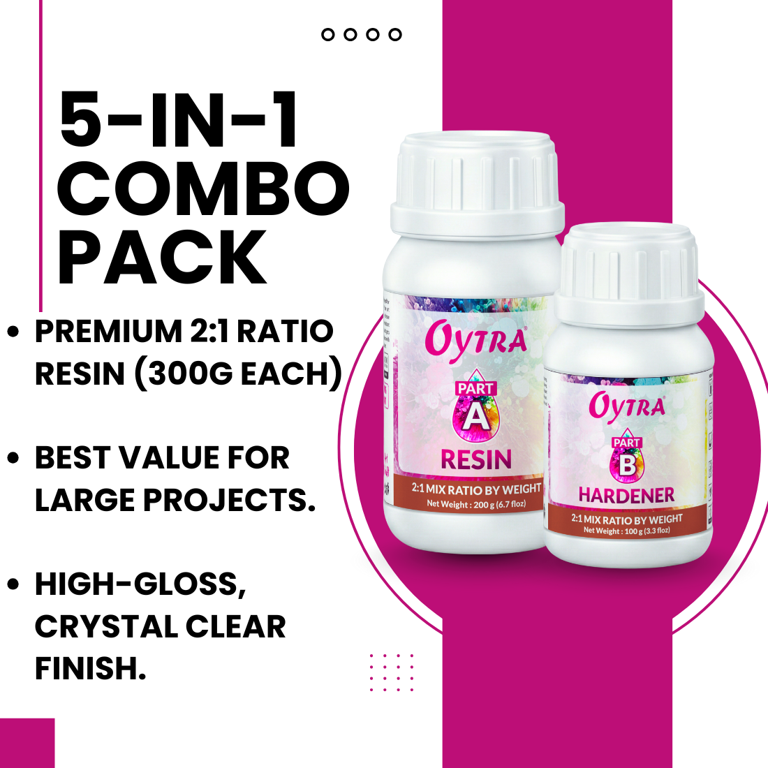 5 x 300 Grams 2:1 Art Resin Kit