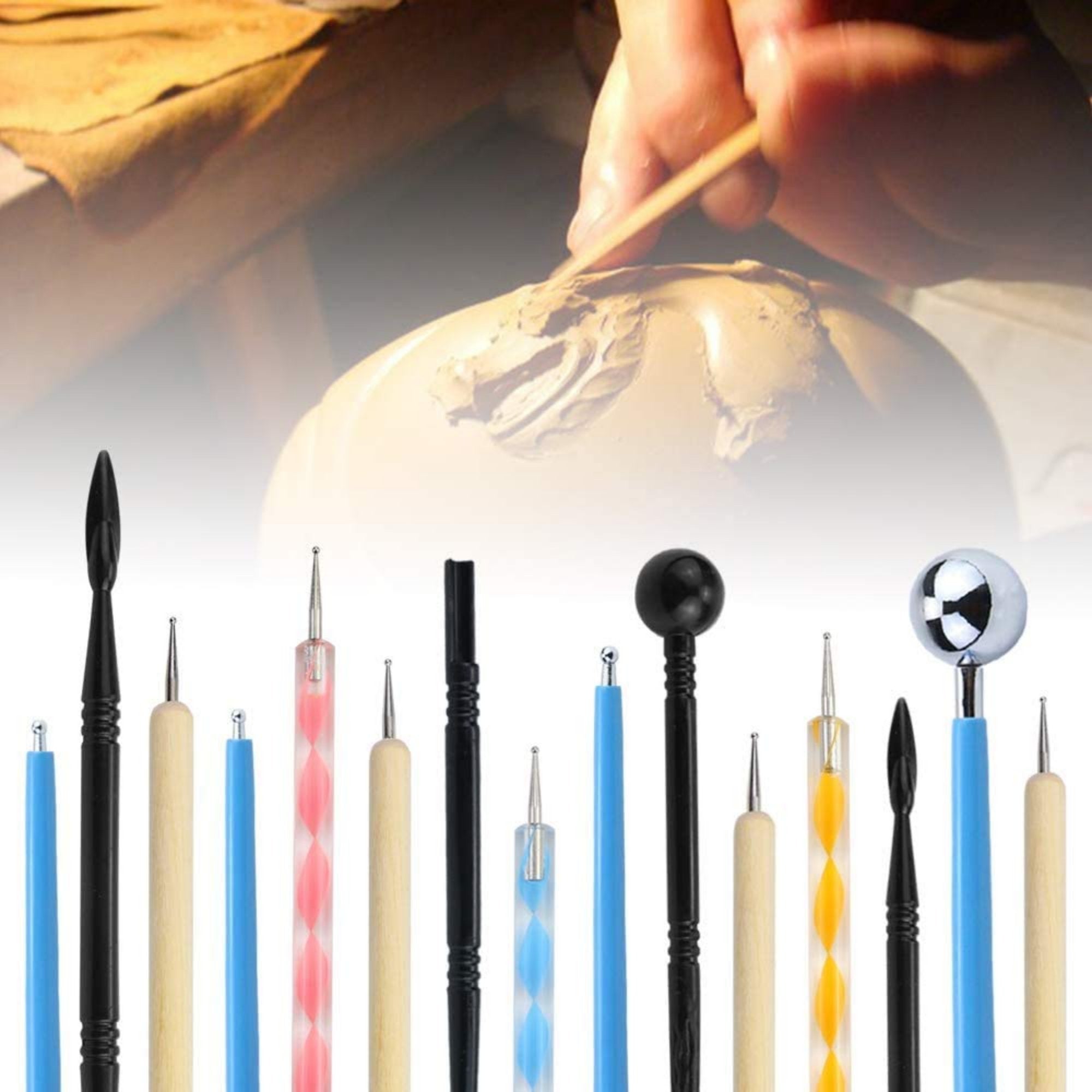 Oytra 18 Pcs Stainless Steel Dotting Ball Pen Creasing Pen Carving Too