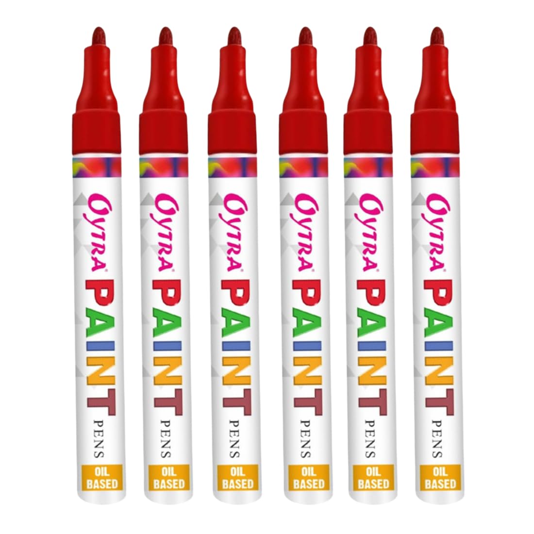 Red Paint Permanent Marker Pen Set of 6