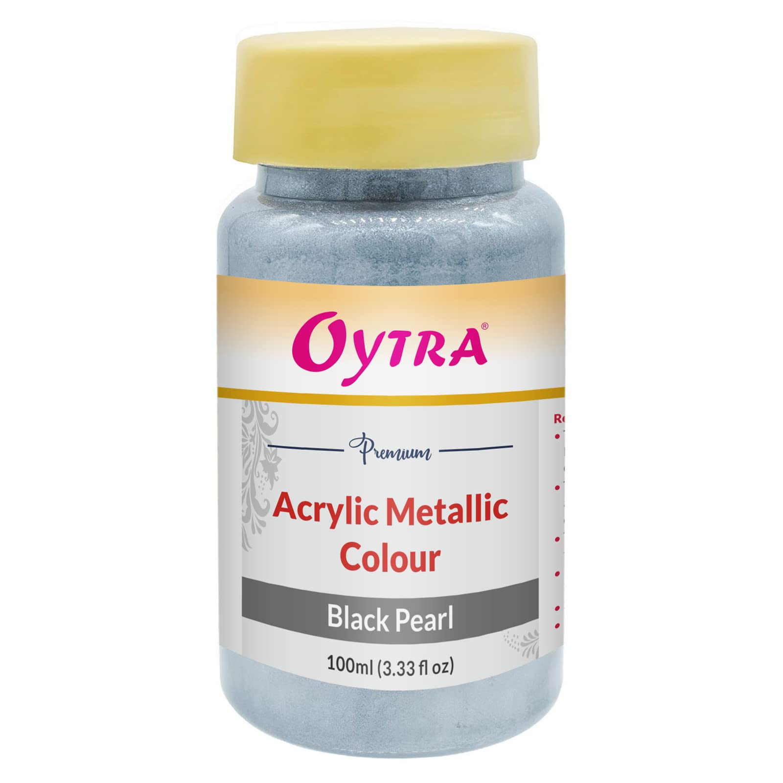 Oytra 100 ml Metallic Acrylic Color Paint Metal Colours for Professionals Artist Hobby Painters DIY Art and Craft Painting Drawings on Canvas (Black Pearl)