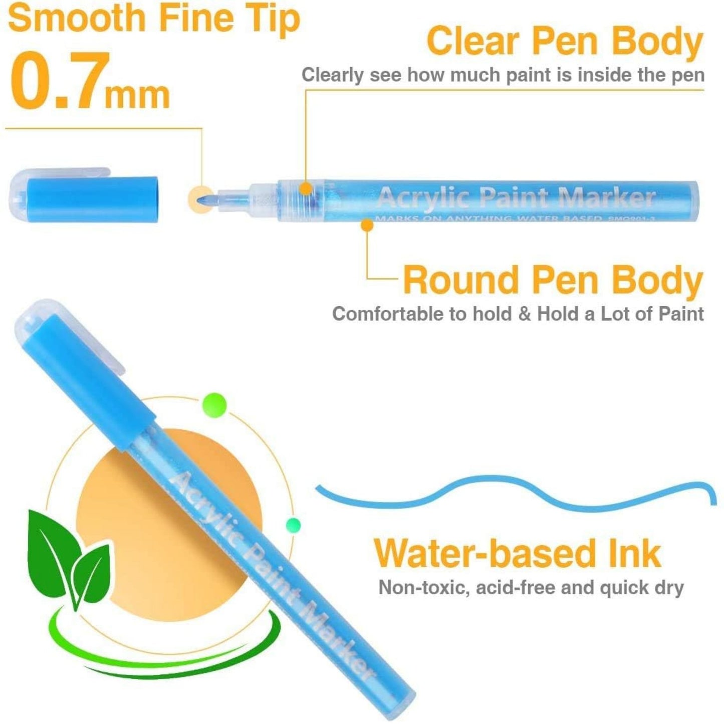 Acrylic Paint Marker 12 Pen/Set 0.7-1mm