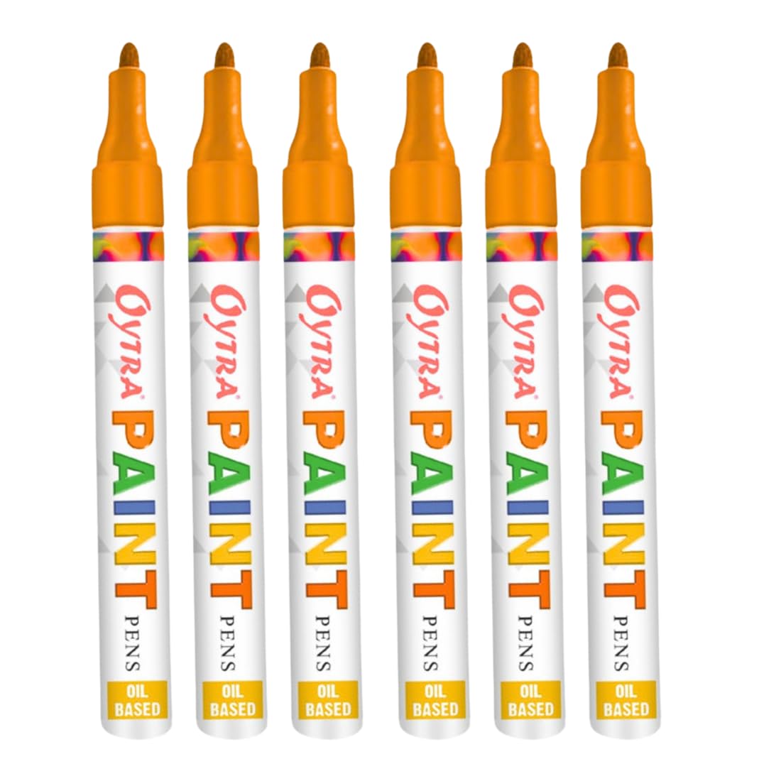 Orange Paint Permanent Marker Pen Set of 6