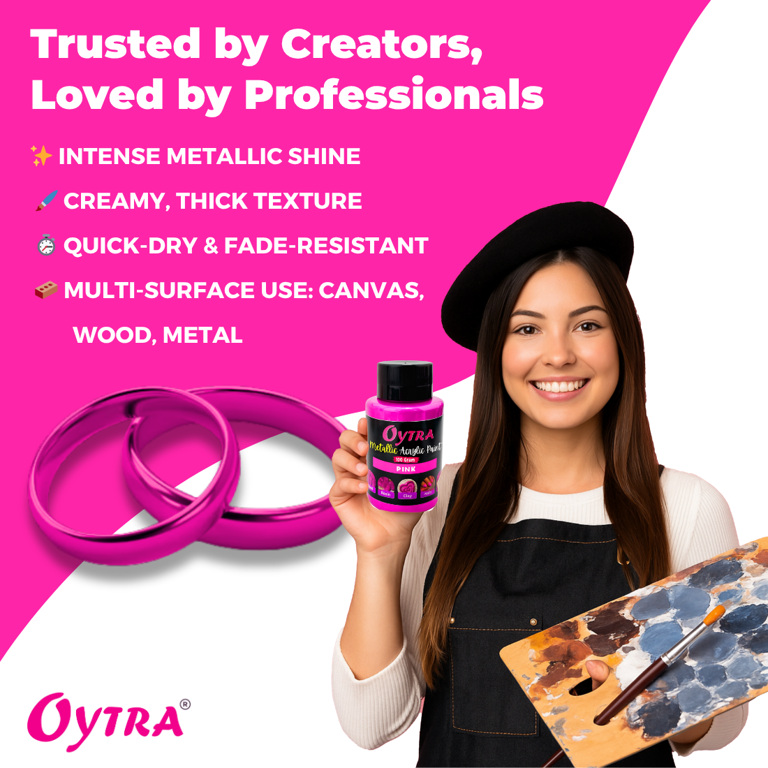 Metallic Acrylic Paint 100 Grams Pink