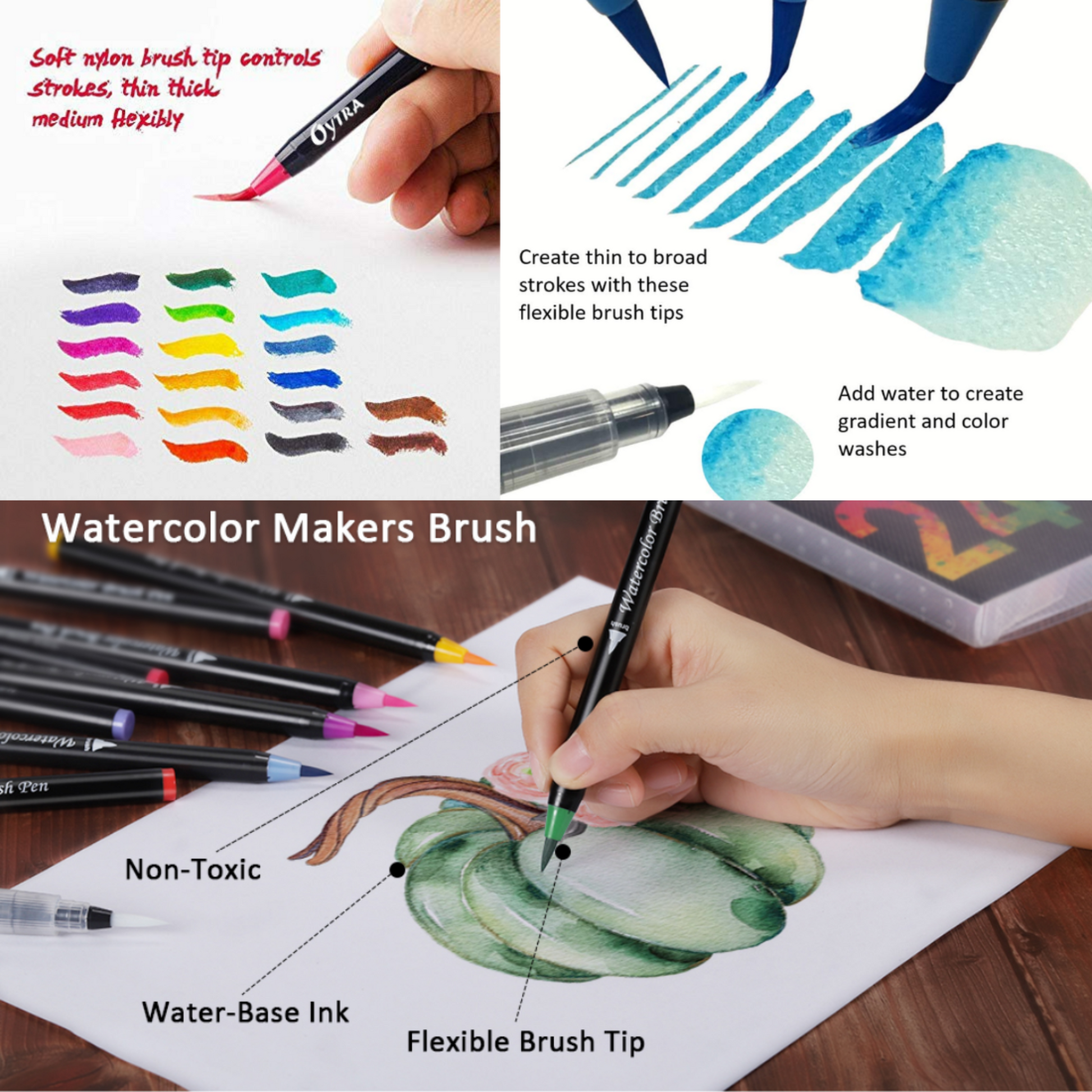 Brush Pen Watercolor Markers Set for Sketching Colouring Painting