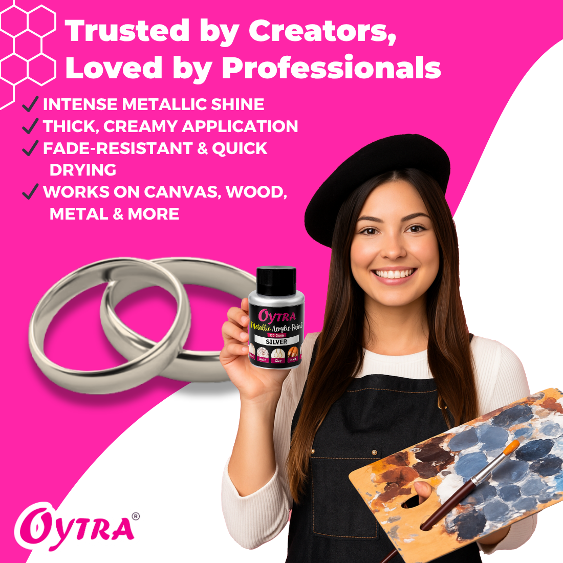 100 Grams Metallic Acrylic Paint (Silver)