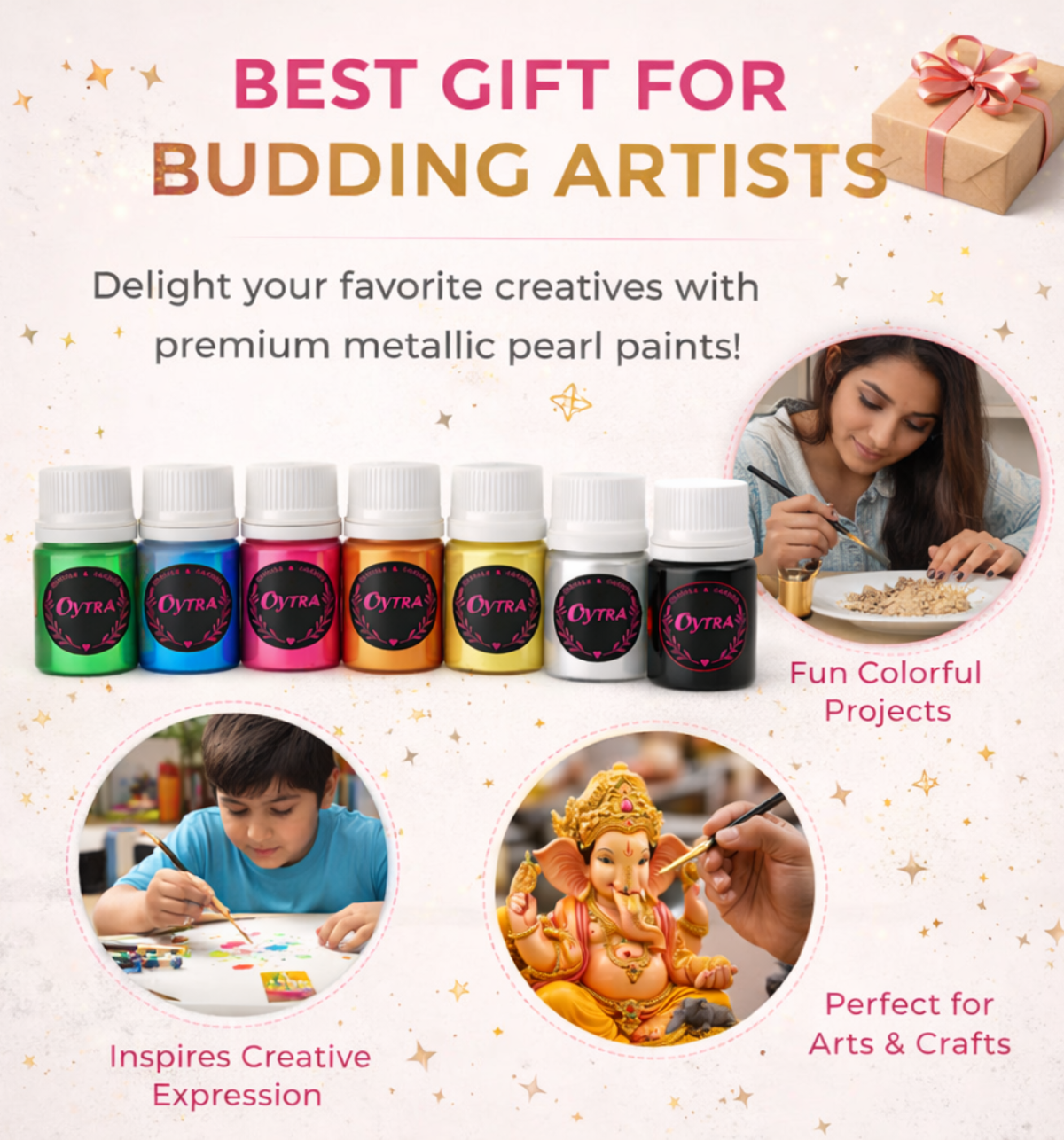 Oytra Pearl Metallic Acrylic Paint Set 10 Colors