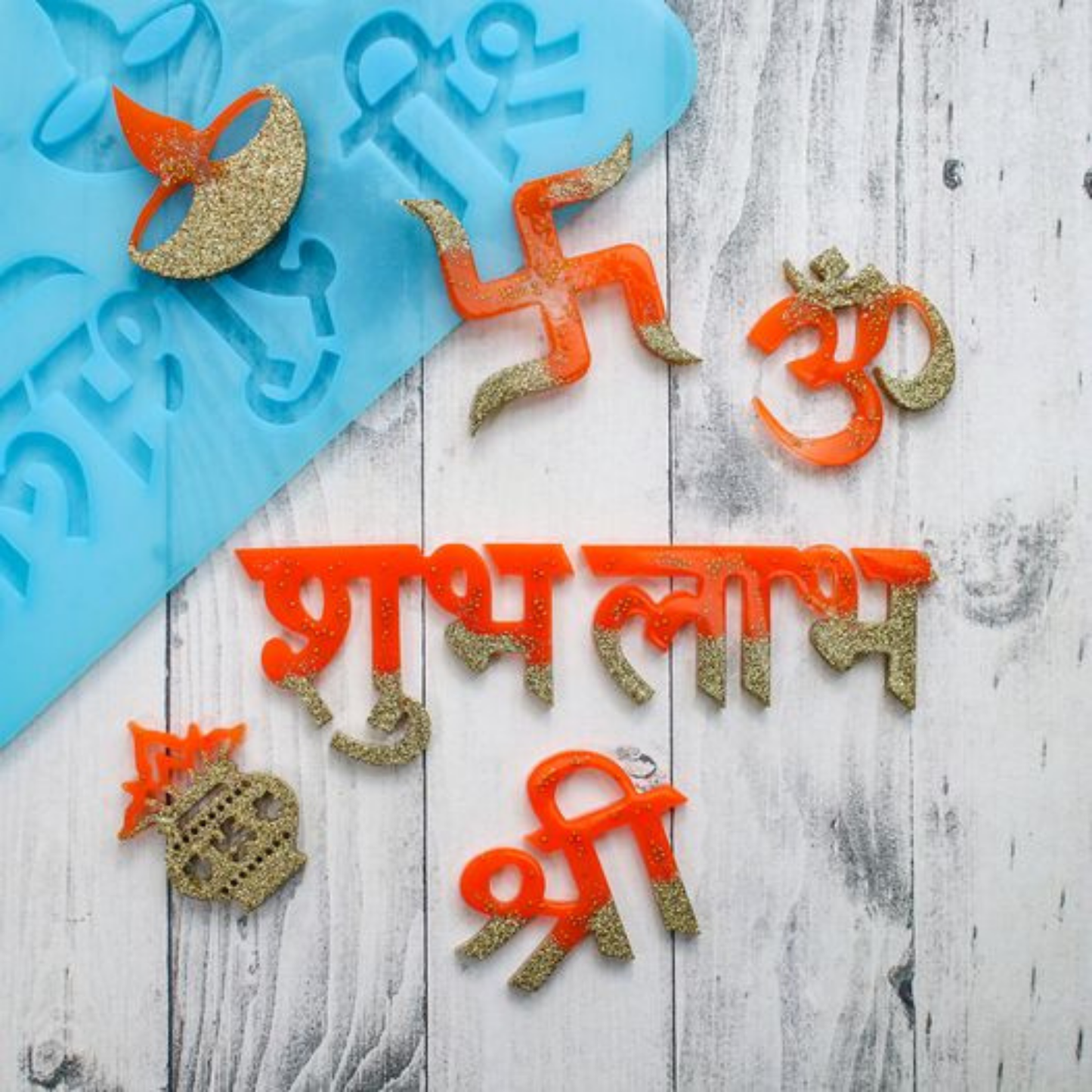 8 Cavity Kalash Sathiya Subh Labh Silicone Mold Crafting