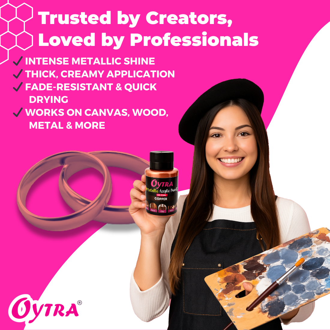 100 Grams Metallic Acrylic Paint (Copper)