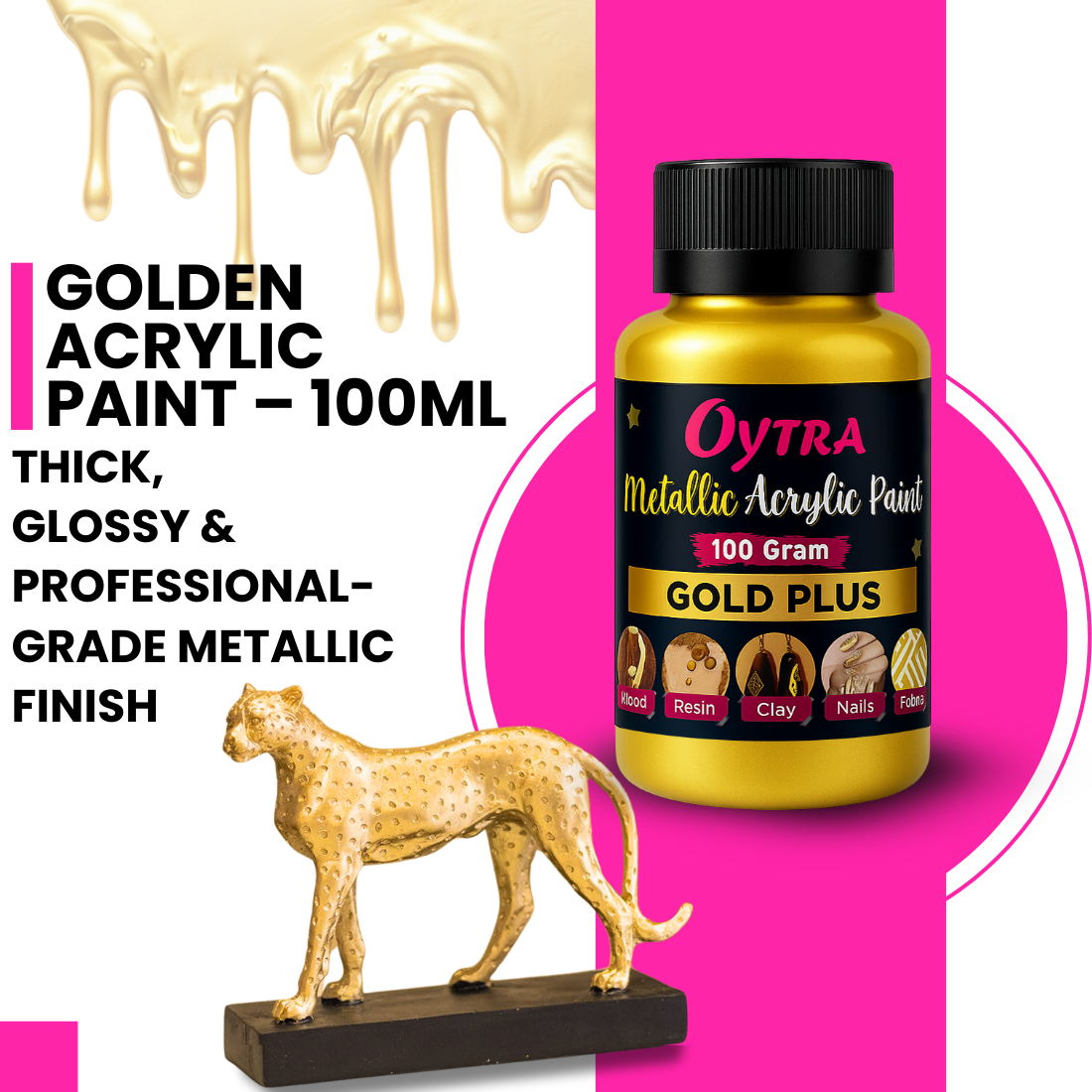 100 Grams Metallic Acrylic Paint (Gold)